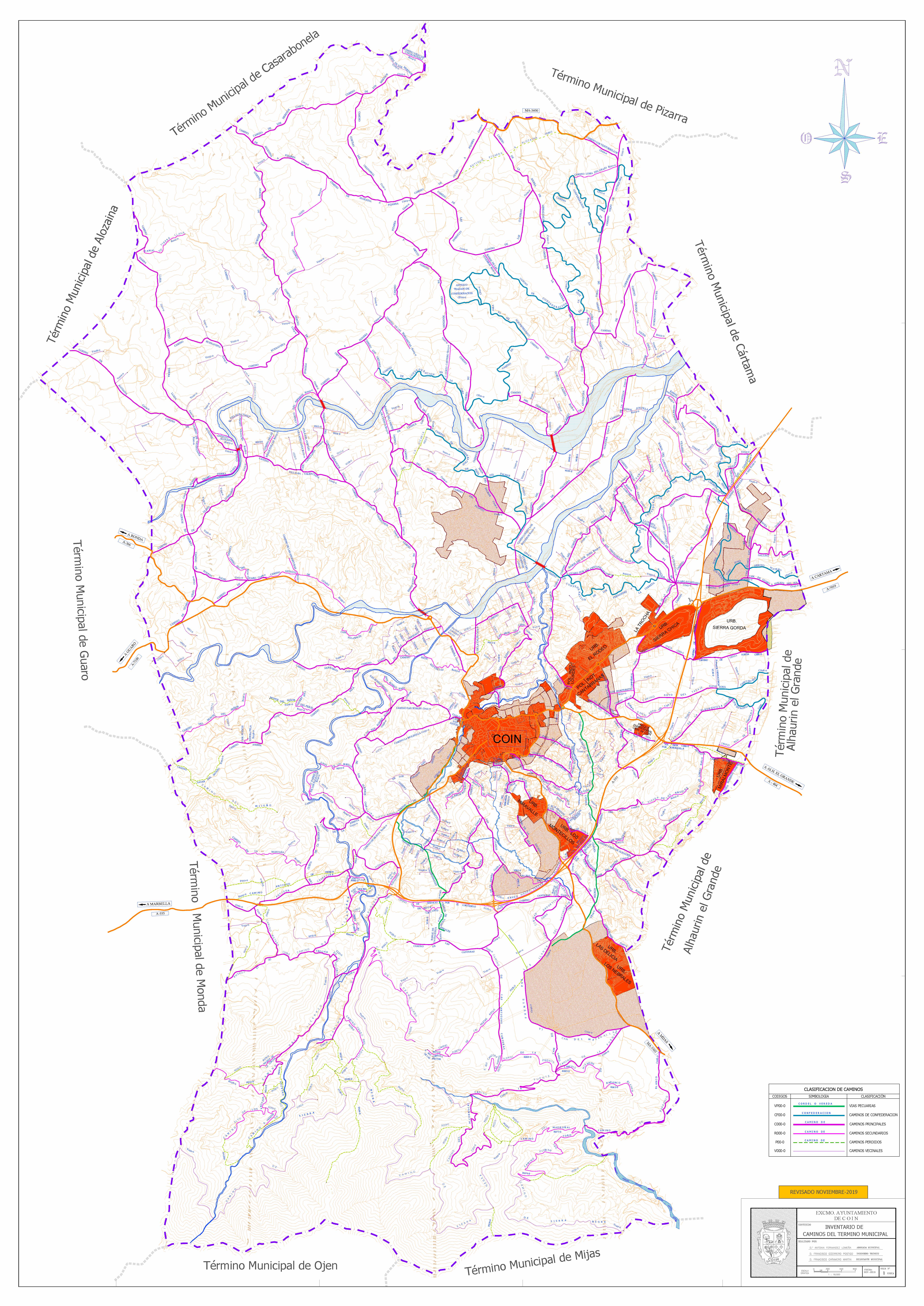 Mapa de caminos rurales de Coín